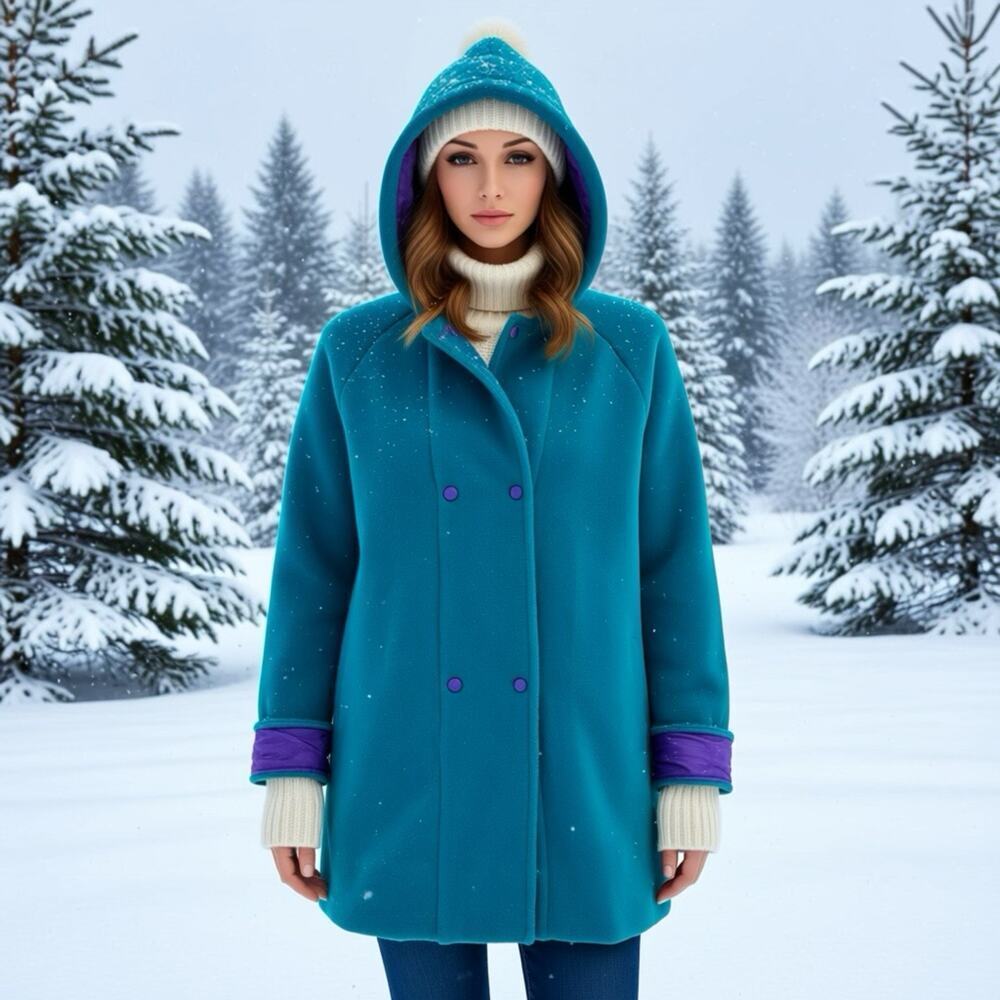 American Widgeon Girls XL Pea Coat Teal Green Piping Preppy School Girl Classic